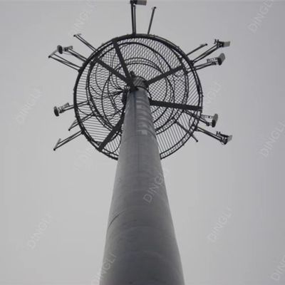 Cell Monopole Single Steel Tubular Pole 15m Monopoles Antenna Mast Telecom Tower