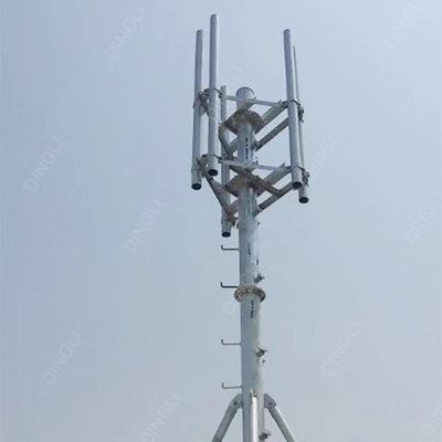 Cell Monopole Single Steel Tubular Pole 15m Monopoles Antenna Mast Telecom Tower