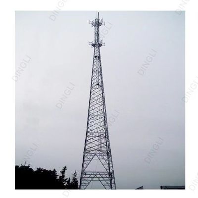 60m Galvanized Angle Steel Self Supporting Telecom Tower 3 Legs Tubular