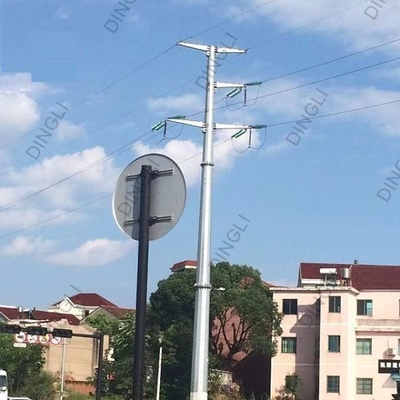 Q345 Transmission Line Steel Pole Tower 66kV Hot Dip Galvanization