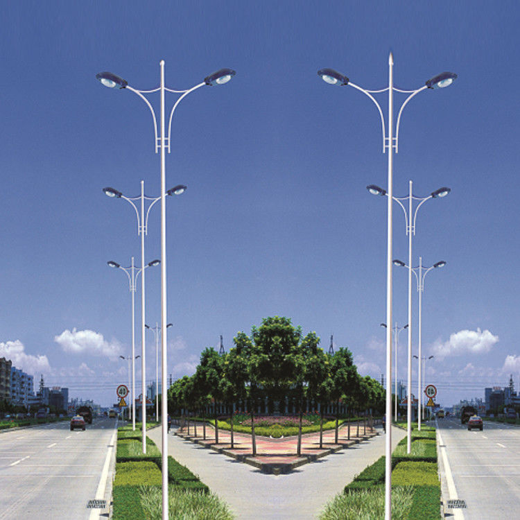 8m 9m 10m Steel Hot Dip Galvanized Road Lighting Pole With Double Detachable Lighting