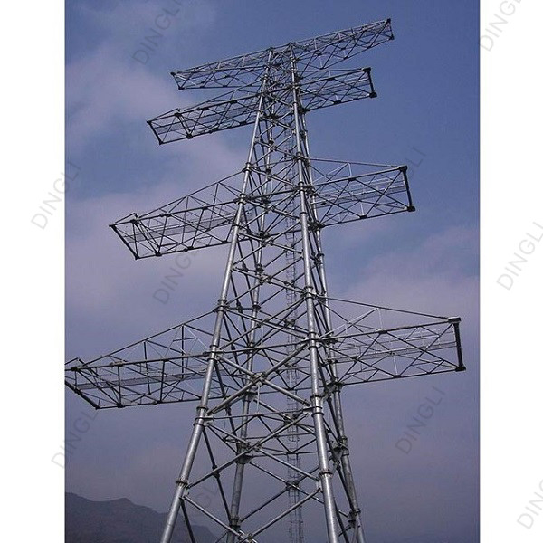 Transmission Line Electric Power Tubular Steel Lattice Tower With Hot Dip Galvanized