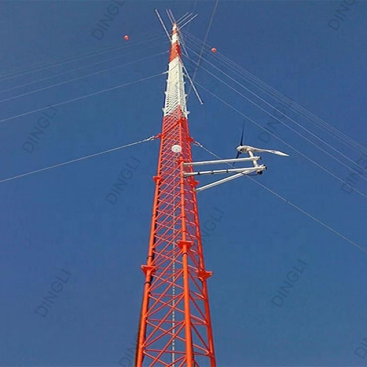 Hot Dip Galvanized Round Guyed Mast Tower Steel Telecom Signal Tower