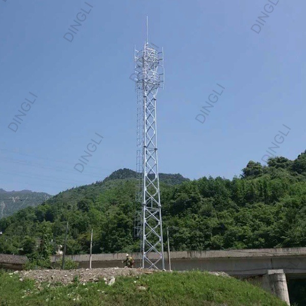 Communication Lattice telecom tower 3 Legs Galvanized Steel Tube Self Support