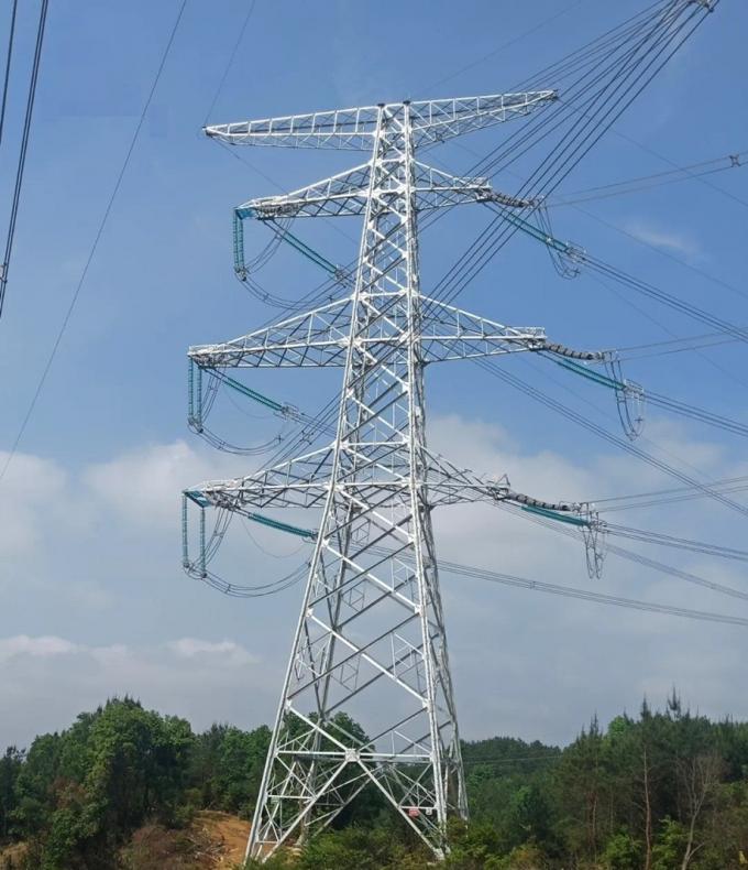 Hot Dip Galvanization And Painting Steel Pole Tower For Power Transmission